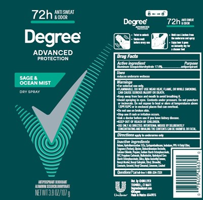 Label (Degree Advanced Protection Sage And Ocean Mist Dry Spray Antiperspirant Deodorant   Artwork)